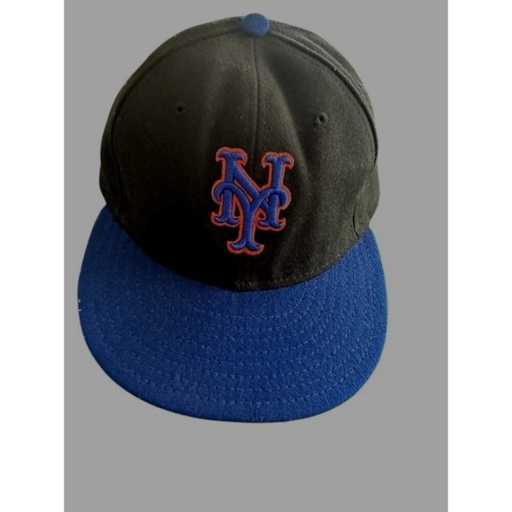 MLB New York Mets 59FIFTY Fitted Hat NYM 5950 Baseball Cap Era 7.25 Black 7 1/4